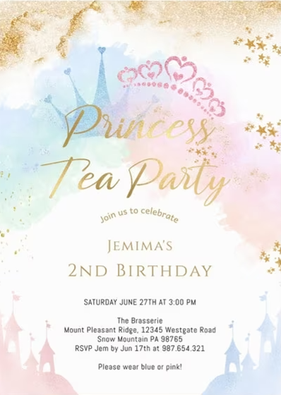 Princess Tea Party Invitation