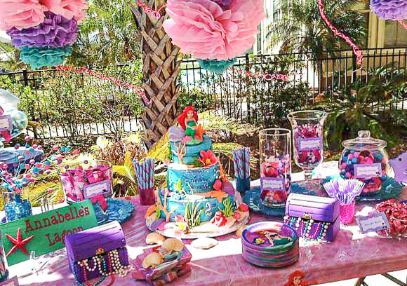 Little Mermaid Birthday Party Candy Table