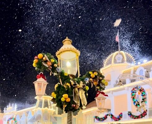 Snow on Main Street at Walt Disney World