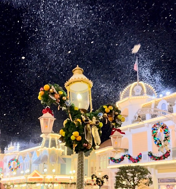 Snow on Main Street at Walt Disney World