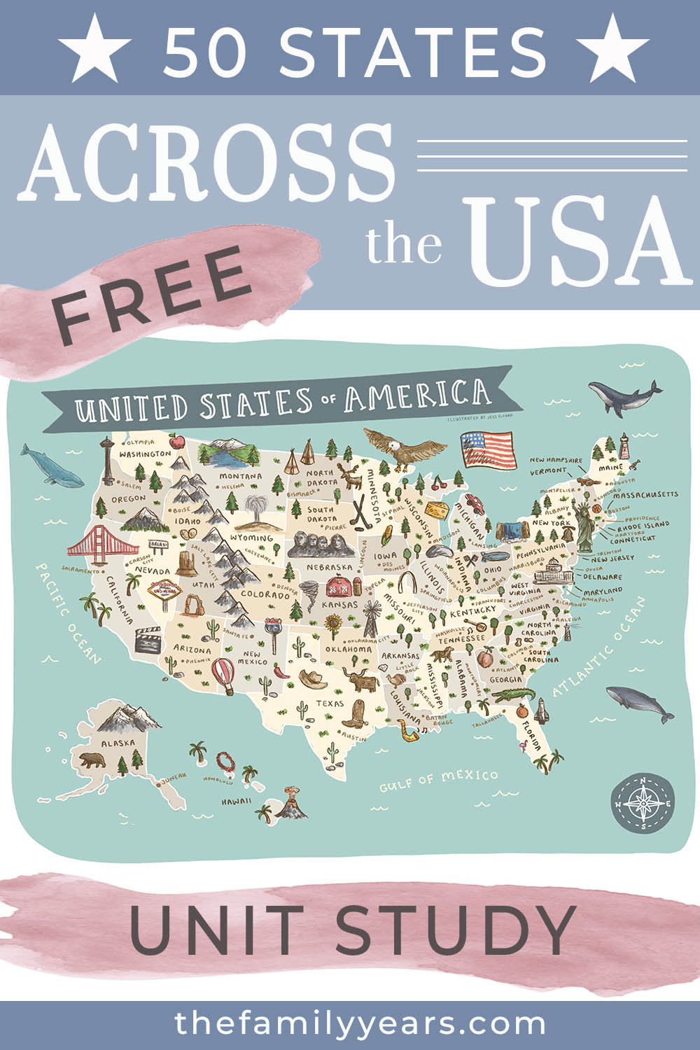 Across the USA Free Homeschool Unit Study